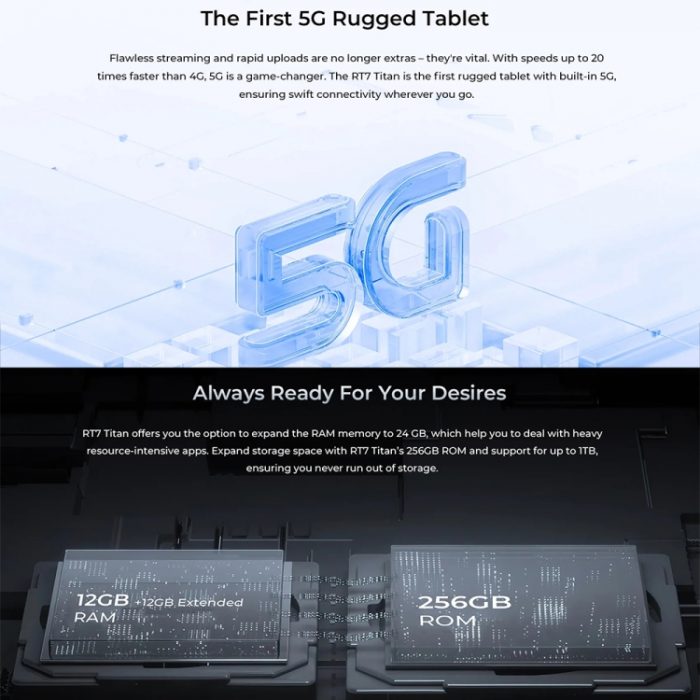 OUKITEL RT7 TITAN 5G Network IP68/IP69K Rugged Tablet, 10.1 inch Android 13  MediaTek Dimensity 720 Octa Core Support Dual SIM, 12GB+256GB - Image 11