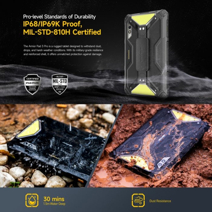 Ulefone Armor Pad 3 Pro Rugged Tablet, 10.36 inch Android 13 MediaTek MT8788 Octa Core 4G Network, 8GB+256GB Black - Image 6