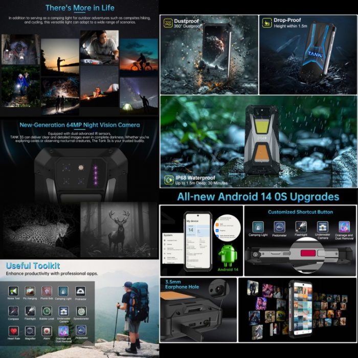 Unihertz 8849 Tank 3S Night Vision Projector Rugged Phone, 12GB/16GB+256GB/512GB, 6.79 inch Android 14 Dimensity 8200 Octa Core, 5G + Projector Screen - Image 4