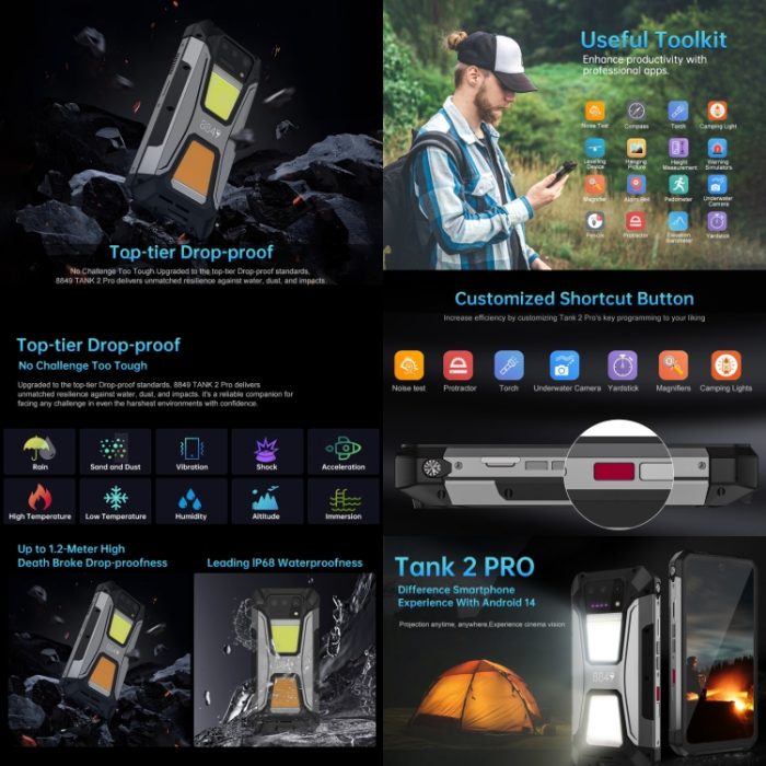 Unihertz Tank 2 Laser Projector Rugged Phone Android 13, 108MP Camera, Night Version, 12GB+512GB, 4G + Projector Screen - Image 11
