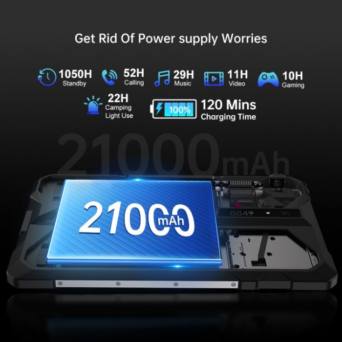 Unihertz 8849 Tank Pad Rugged Tablet PC & Projector, 16GB+512GB, 10.95 inch Android 14 Dimensity 8200 Octa Core 5G + Projector Screen - Image 12