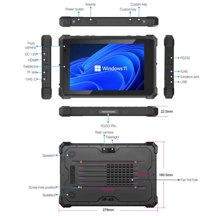 CENAVA W10Y IP68 Rugged Tablet, 8GB+128GB, 10.1 inch Windows 11 Intel Core i5-10210Y Quad Core - Image 7